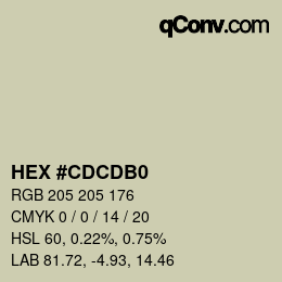 Color code: HEX #CDCDB0 | qconv.com