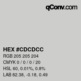 颜色代码: HEX #CDCDCC | qconv.com