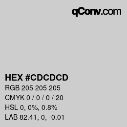 カラーコード: HEX #CDCDCD | qconv.com