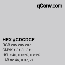 カラーコード: HEX #CDCDCF | qconv.com