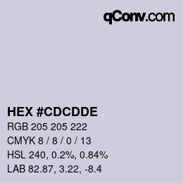 Color code: HEX #CDCDDE | qconv.com