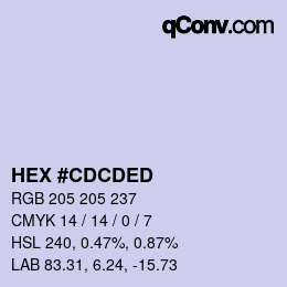 カラーコード: HEX #CDCDED | qconv.com