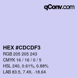 Color code: HEX #CDCDF3 | qconv.com