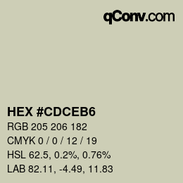 カラーコード: HEX #CDCEB6 | qconv.com
