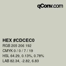 颜色代码: HEX #CDCEC0 | qconv.com