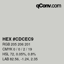 カラーコード: HEX #CDCEC9 | qconv.com