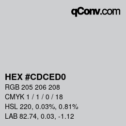 颜色代码: HEX #CDCED0 | qconv.com