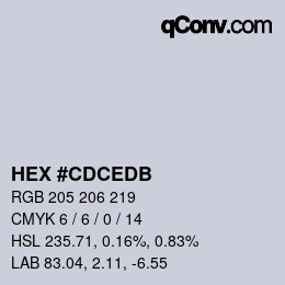 颜色代码: HEX #CDCEDB | qconv.com