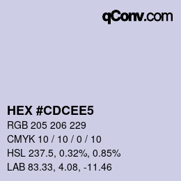 颜色代码: HEX #CDCEE5 | qconv.com