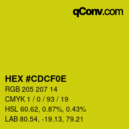 Color code: HEX #CDCF0E | qconv.com