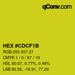 Color code: HEX #CDCF1B | qconv.com