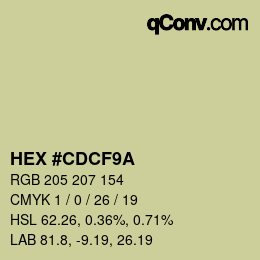 Color code: HEX #CDCF9A | qconv.com