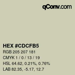 颜色代码: HEX #CDCFB5 | qconv.com