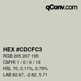 カラーコード: HEX #CDCFC3 | qconv.com