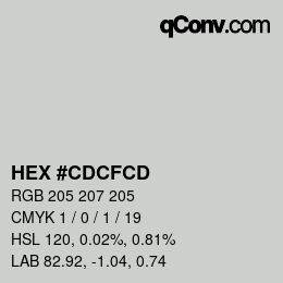 カラーコード: HEX #CDCFCD | qconv.com
