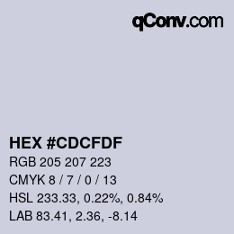 Color code: HEX #CDCFDF | qconv.com