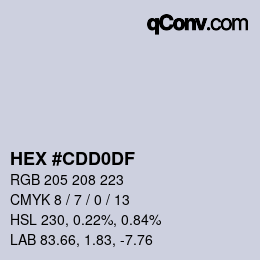Color code: HEX #CDD0DF | qconv.com