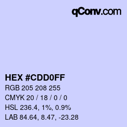 カラーコード: HEX #CDD0FF | qconv.com