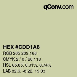 Color code: HEX #CDD1A8 | qconv.com