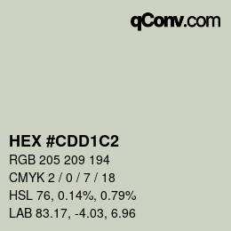 颜色代码: HEX #CDD1C2 | qconv.com
