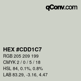 Farbcode: HEX #CDD1C7 | qconv.com