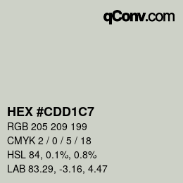 颜色代码: HEX #CDD1C7 | qconv.com