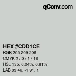 颜色代码: HEX #CDD1CE | qconv.com