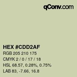 Color code: HEX #CDD2AF | qconv.com
