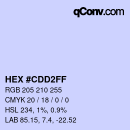 颜色代码: HEX #CDD2FF | qconv.com
