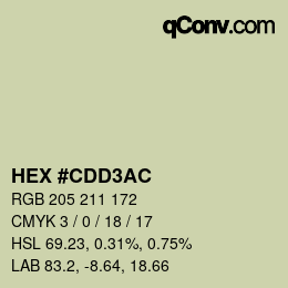 カラーコード: HEX #CDD3AC | qconv.com