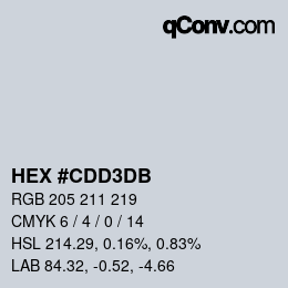 颜色代码: HEX #CDD3DB | qconv.com