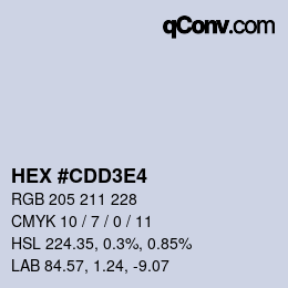 Farbcode: HEX #CDD3E4 | qconv.com