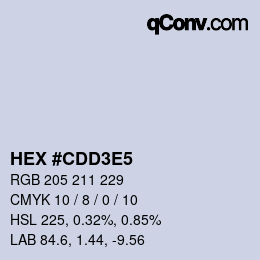 Farbcode: HEX #CDD3E5 | qconv.com