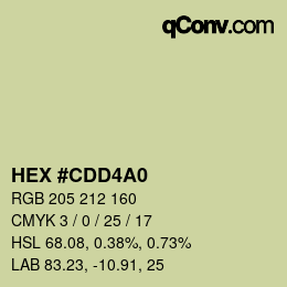 Color code: HEX #CDD4A0 | qconv.com