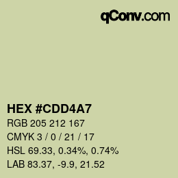 颜色代码: HEX #CDD4A7 | qconv.com
