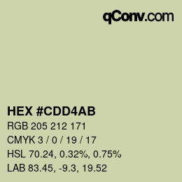 Color code: HEX #CDD4AB | qconv.com