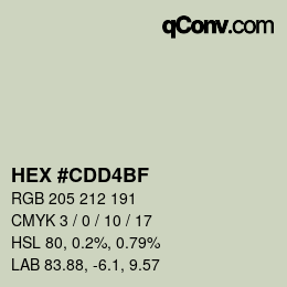 颜色代码: HEX #CDD4BF | qconv.com