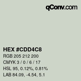Color code: HEX #CDD4C8 | qconv.com