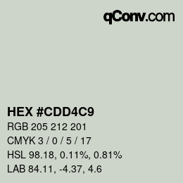 颜色代码: HEX #CDD4C9 | qconv.com