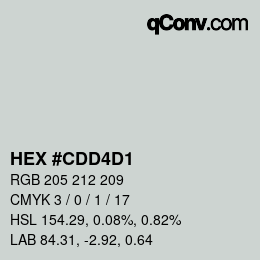 Color code: HEX #CDD4D1 | qconv.com