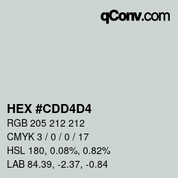 Farbcode: HEX #CDD4D4 | qconv.com