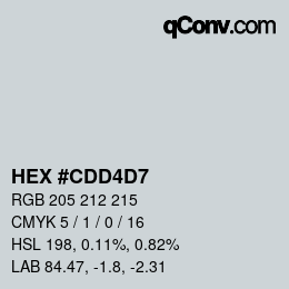 颜色代码: HEX #CDD4D7 | qconv.com