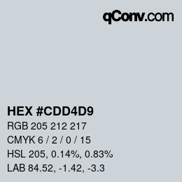 Farbcode: HEX #CDD4D9 | qconv.com