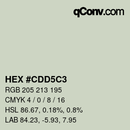 Código de color: HEX #CDD5C3 | qconv.com