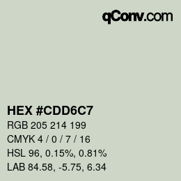 Color code: HEX #CDD6C7 | qconv.com