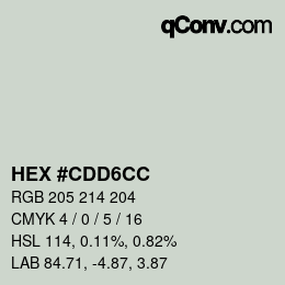 Color code: HEX #CDD6CC | qconv.com