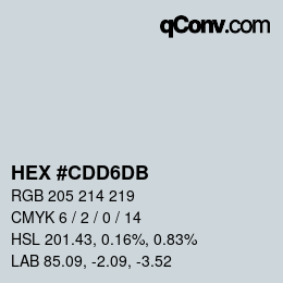 颜色代码: HEX #CDD6DB | qconv.com