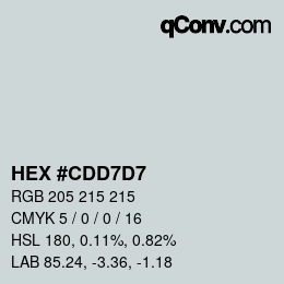 カラーコード: HEX #CDD7D7 | qconv.com