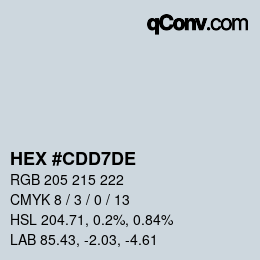 Farbcode: HEX #CDD7DE | qconv.com