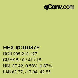 Color code: HEX #CDD87F | qconv.com